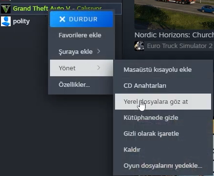 Yerel dosyalara göz at kısmı